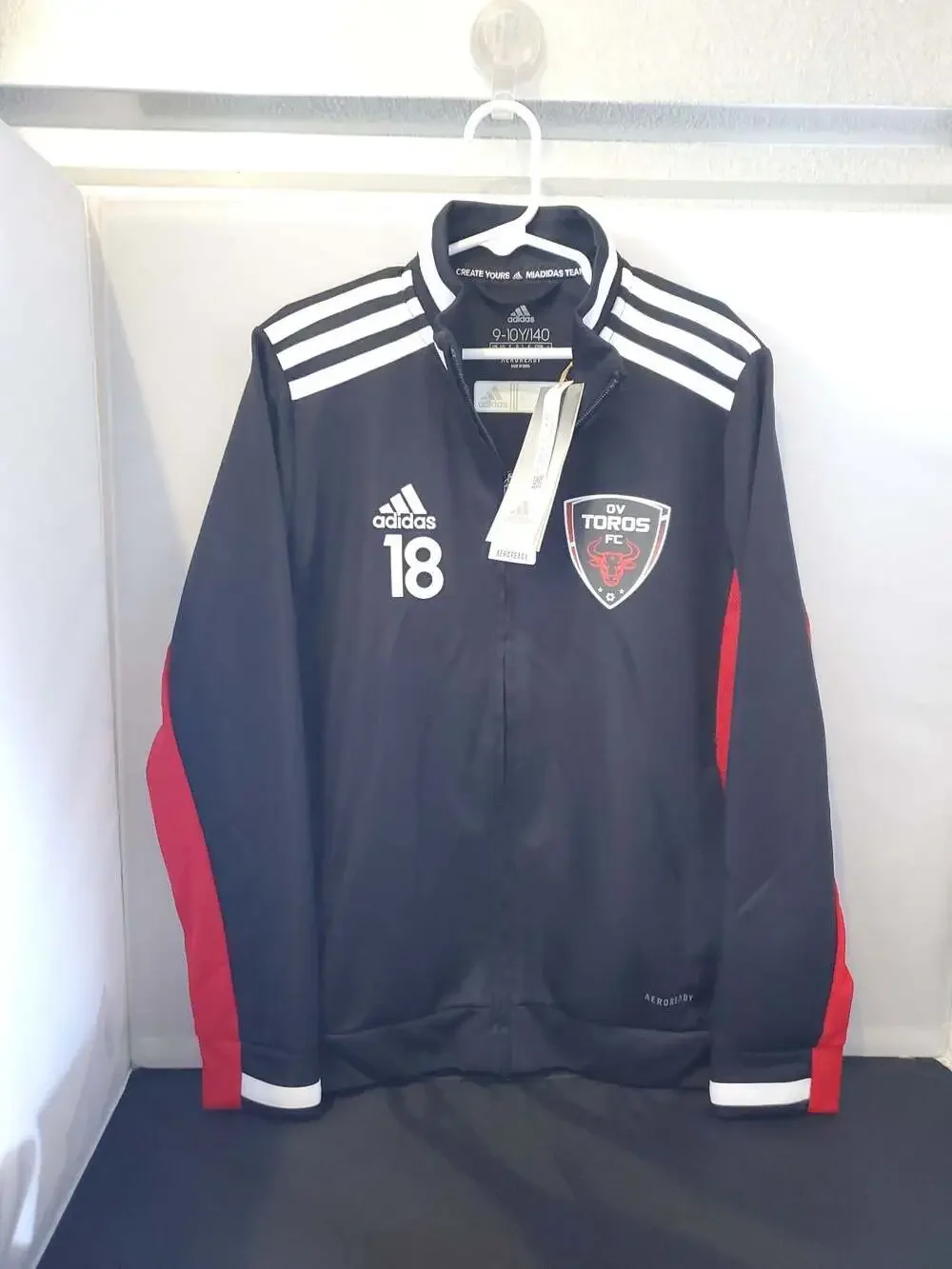 Adidas OV Toros FC Youth AEROREADY Full-Zip Track Jacket with Number 18